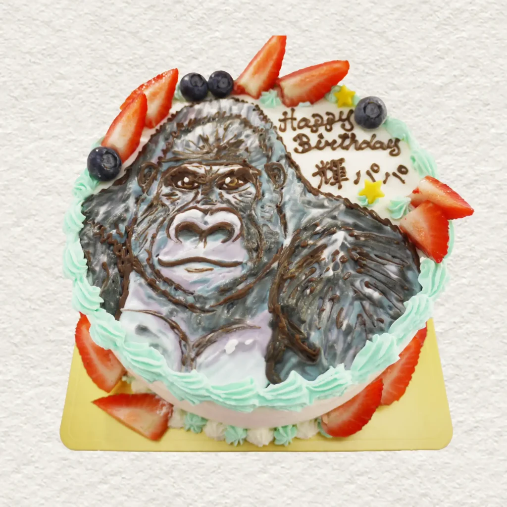 ゴリラのイラストケーキ