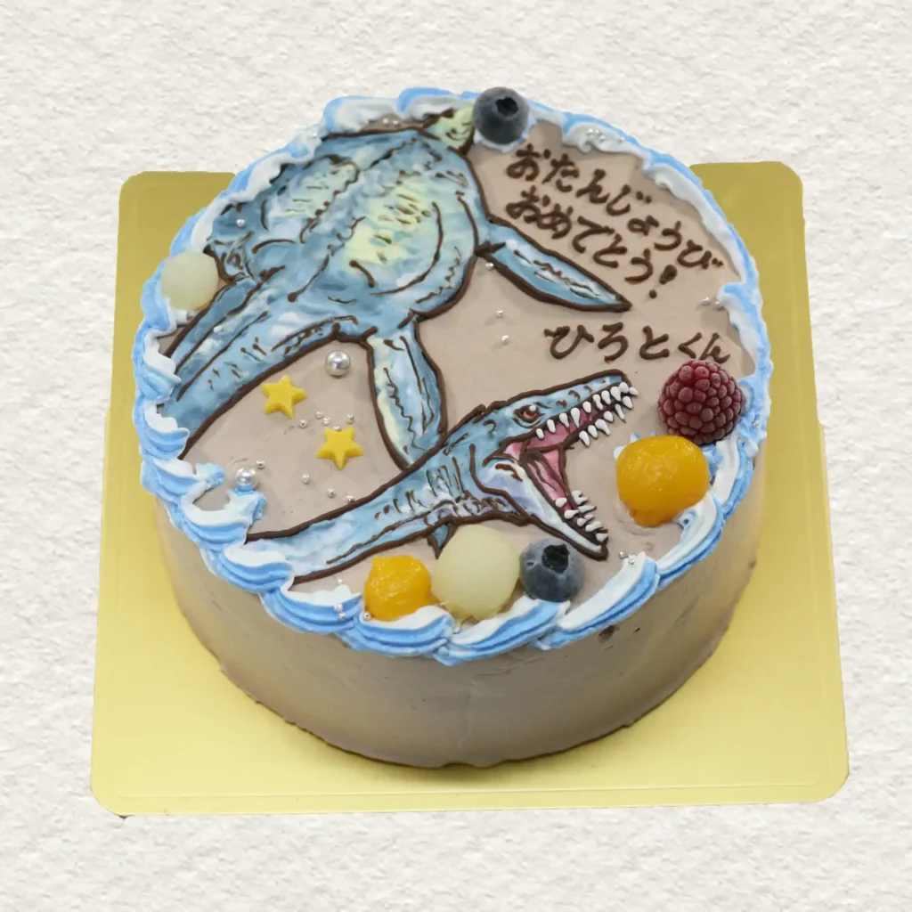 プレシオサウルスのイラストケーキ