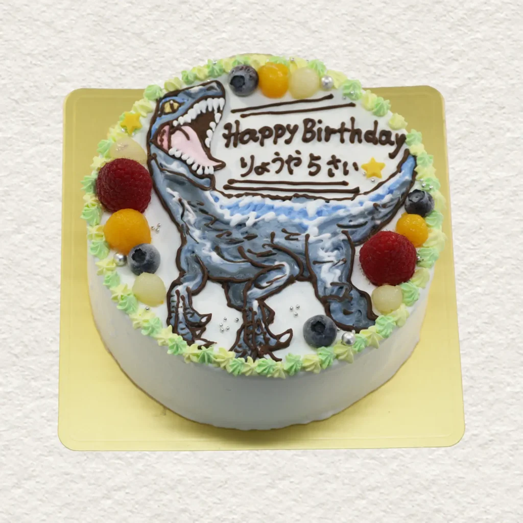 ラプトルのイラストケーキ