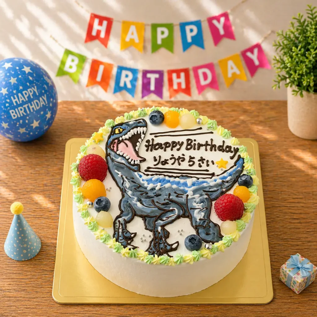 ラプトルの誕生日ケーキ｜恐竜イラストケーキ 男の子に人気 全国配送
