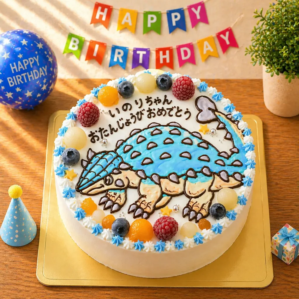 アンキロサウルスの誕生日ケーキ｜恐竜イラストケーキ かわいい恐竜デザイン 全国配送