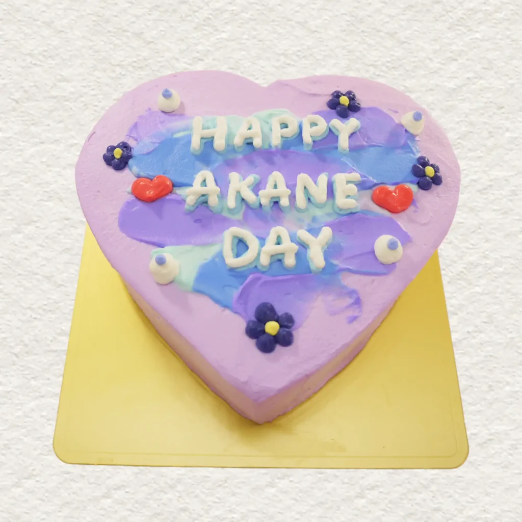 盛岡のセンイルケーキ カラフル ハート 紫 ブルー マーブル 韓国風 可愛い 推し活 誕生日