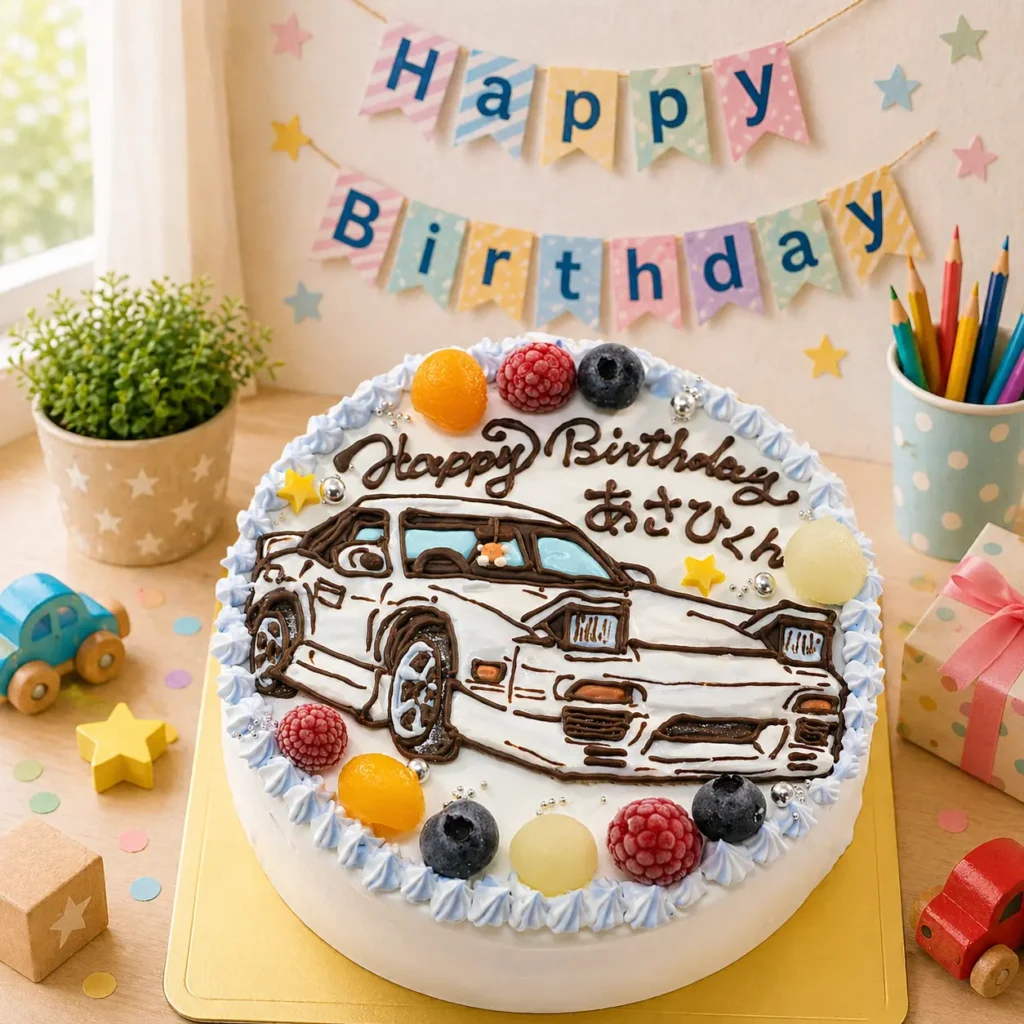 車の誕生日ケーキ スポーツカーのイラストケーキ 全国配送対応 自動車ケーキ